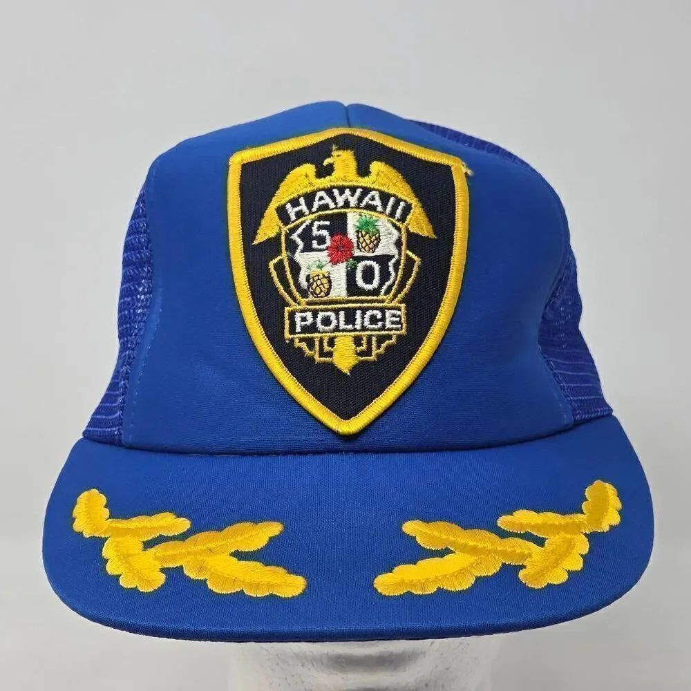 HAWAII FIVE 0 5 0 POLICE BLUE PATCH SCRAMBLED EGGS TRUCKER HAT CAP SNAPBACK